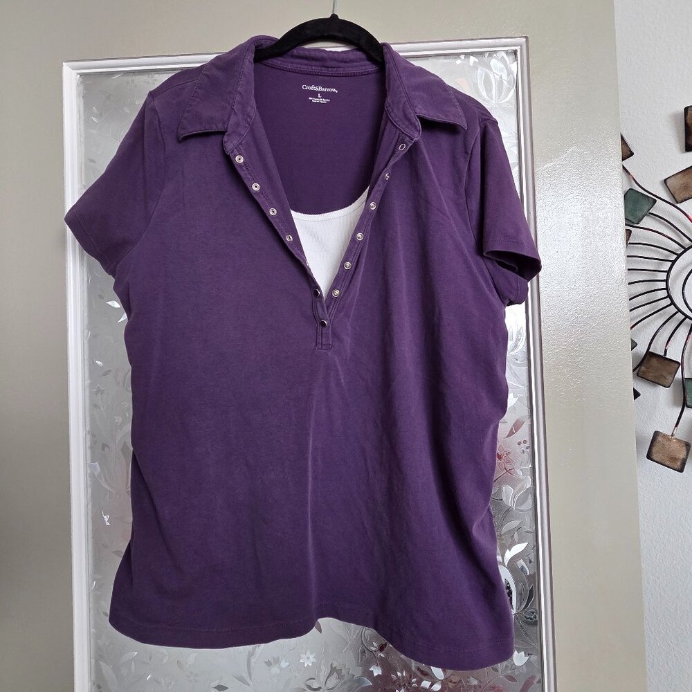 Purple top with built-in undershirt - size L